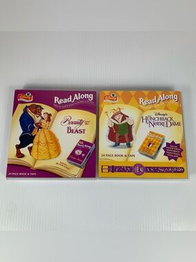 Disney Read Along Beauty and the Beast & Hunchback Book Cassette Vintage 1996